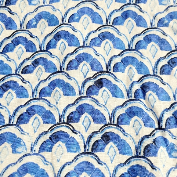 Sigrid Olsen Womens XL 100% Linen Tunic Top Blue White Pattern V-Neck 3/4 Sleeve - Picture 6 of 12